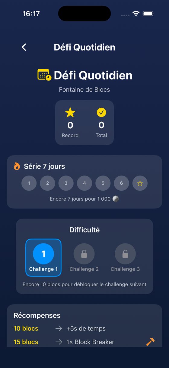 Défi quotidien avec série de 7 jours