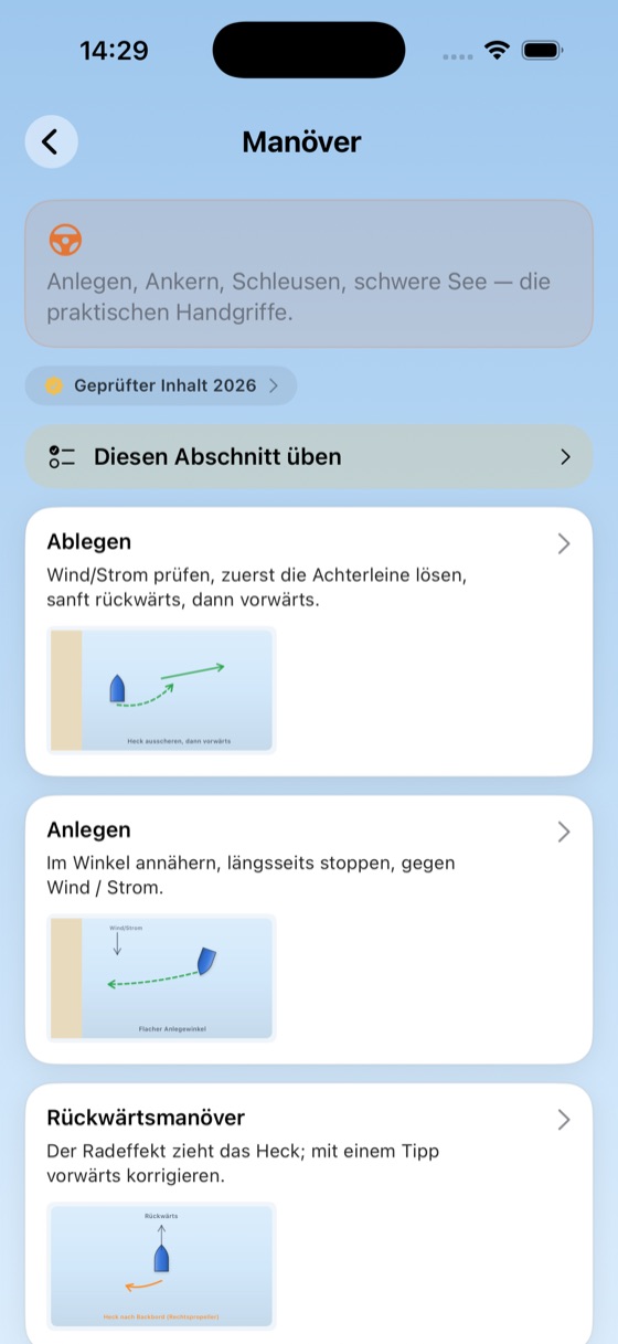Manöver mit Schritt-für-Schritt-Diagrammen