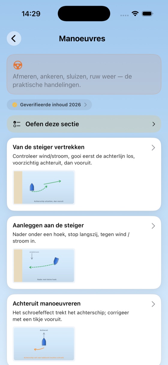 Manoeuvres met stapsgewijze schema's