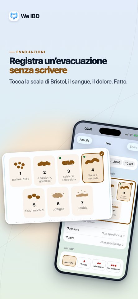 Registrate un’evacuazione senza scrivere. Toccate la scala di Bristol, il sangue, il dolore. Fatto.