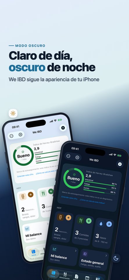 Claro de día, oscuro de noche. We IBD sigue la apariencia de su teléfono.
